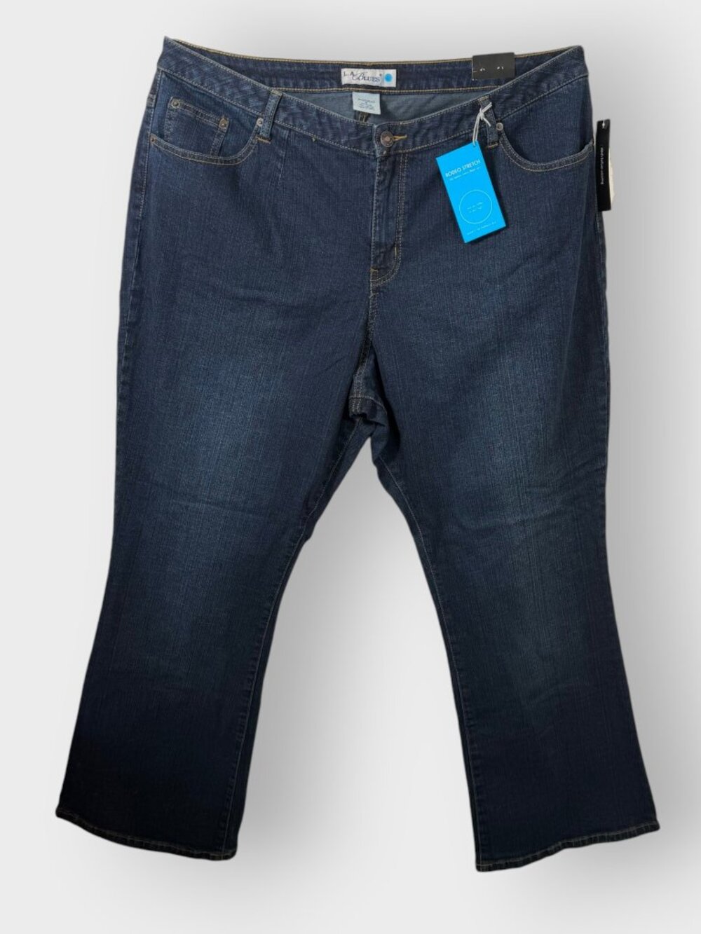 NEW L.A. Blues Rodeo Stretch Boot Cut Jeans | Plus Sz 5 | Dark Wash Below Waist